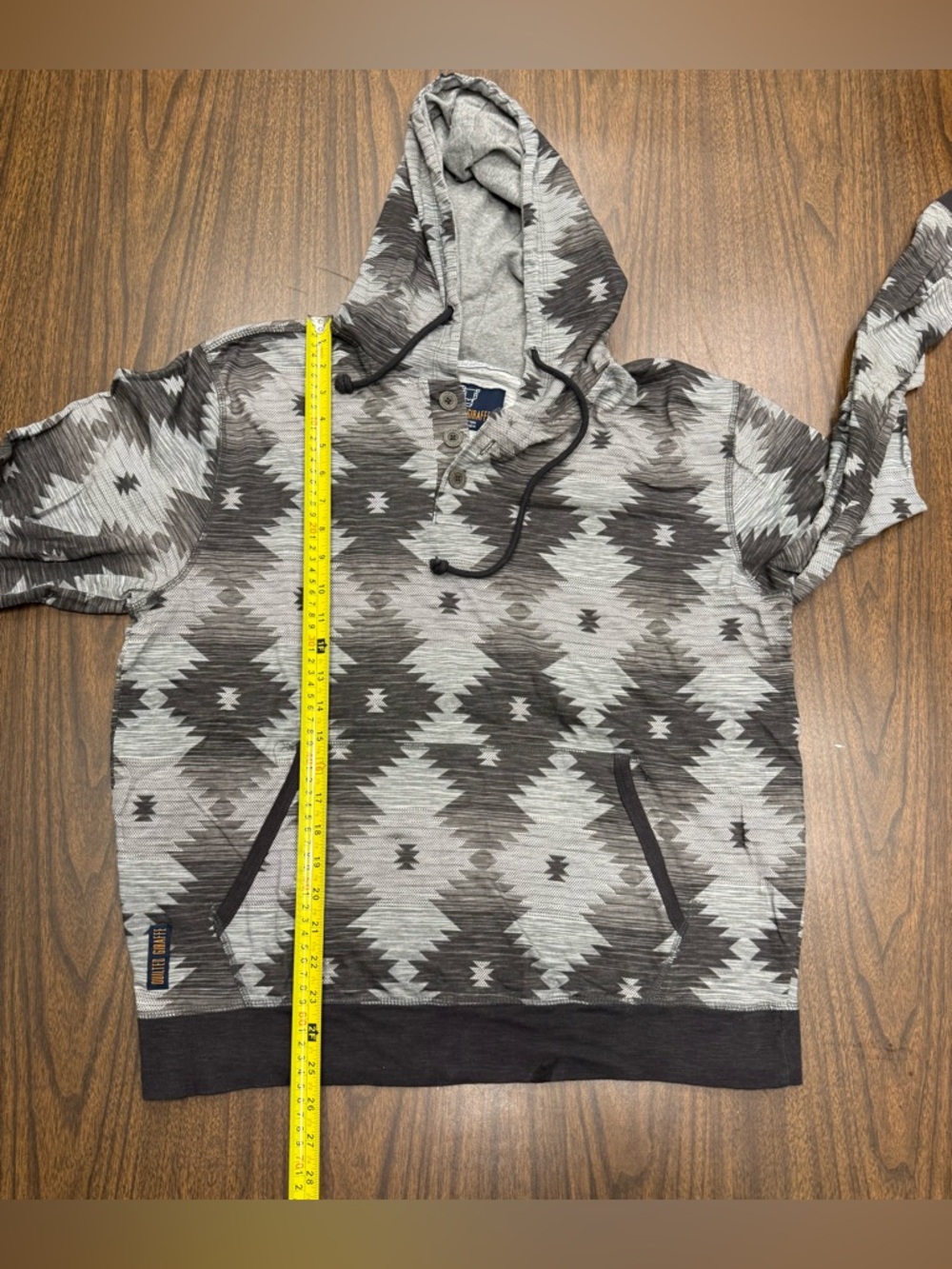 Quilted Giraffe Men's Aztec Print Lightweight Hoodie XL - Picture 6 of 7
